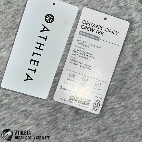 ATHLETA ORGANIC DAILY CREW TEE SHIRT GREY HEATHER COTTON T-SHIRT SIZE LARGE NEW - Picture 9 of 14